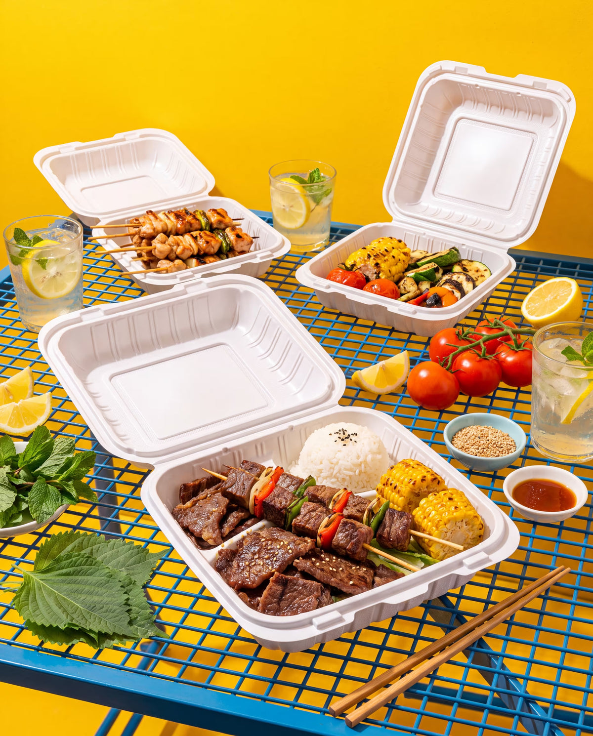 Clamshell steak and salad